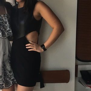 BCBG Leather cut out dress